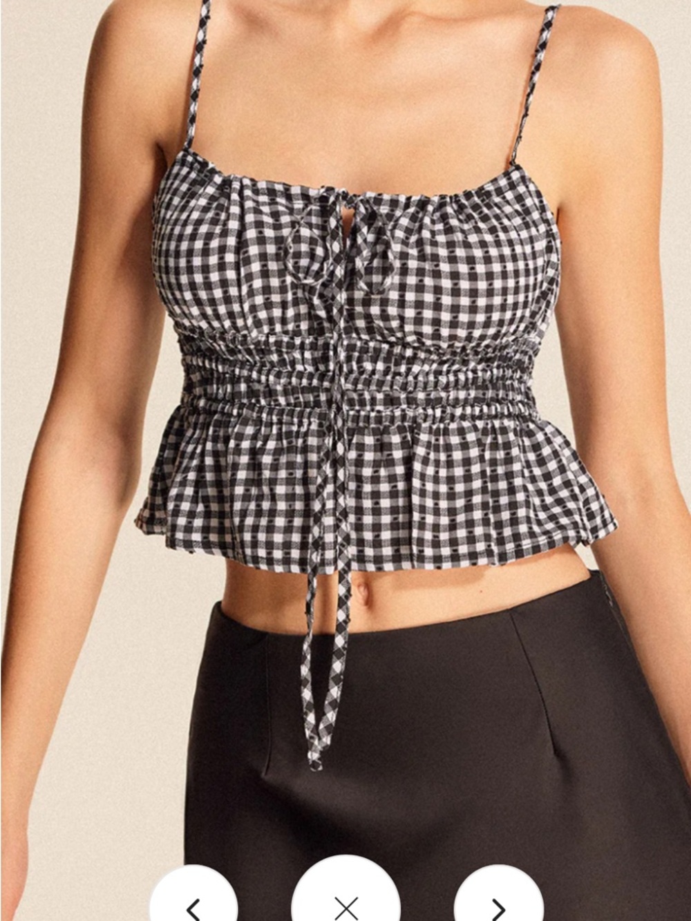 Black & White Gingham Smocked Cami Top